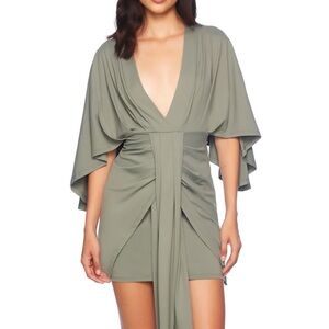 Susana Monaco Slate Sage Green Pleated Dolman Dress S